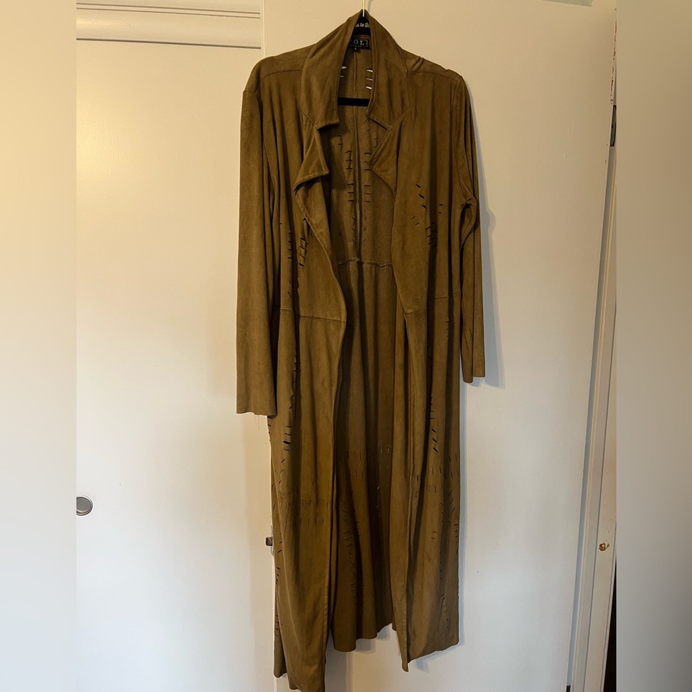 POL Suede Fabric Long Jacket